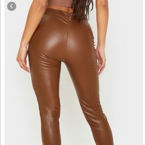 Brown faux leather pants